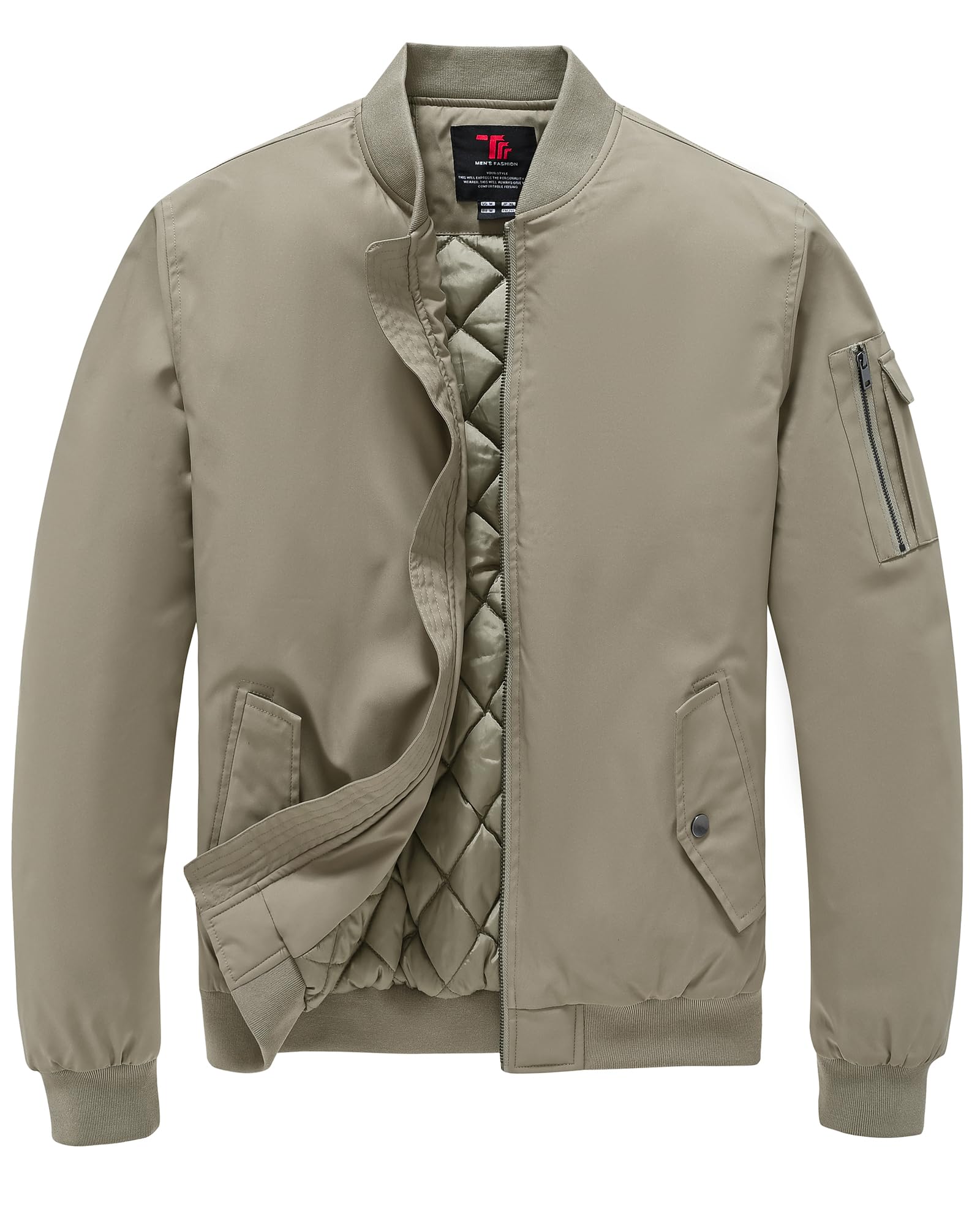 TBMPOY Mens Fall Jacket Winter Windbreaker Bomber Zip Up Padded Softshell Warm Windproof Casual Coat