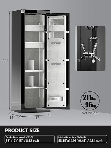 Miniatura 2 de Caja fuerte ignífuga con cerradura digital, caja fuerte grande de 8.12 pies cúbicos para el hogar, la oficina y los negocios, diseño seguro,