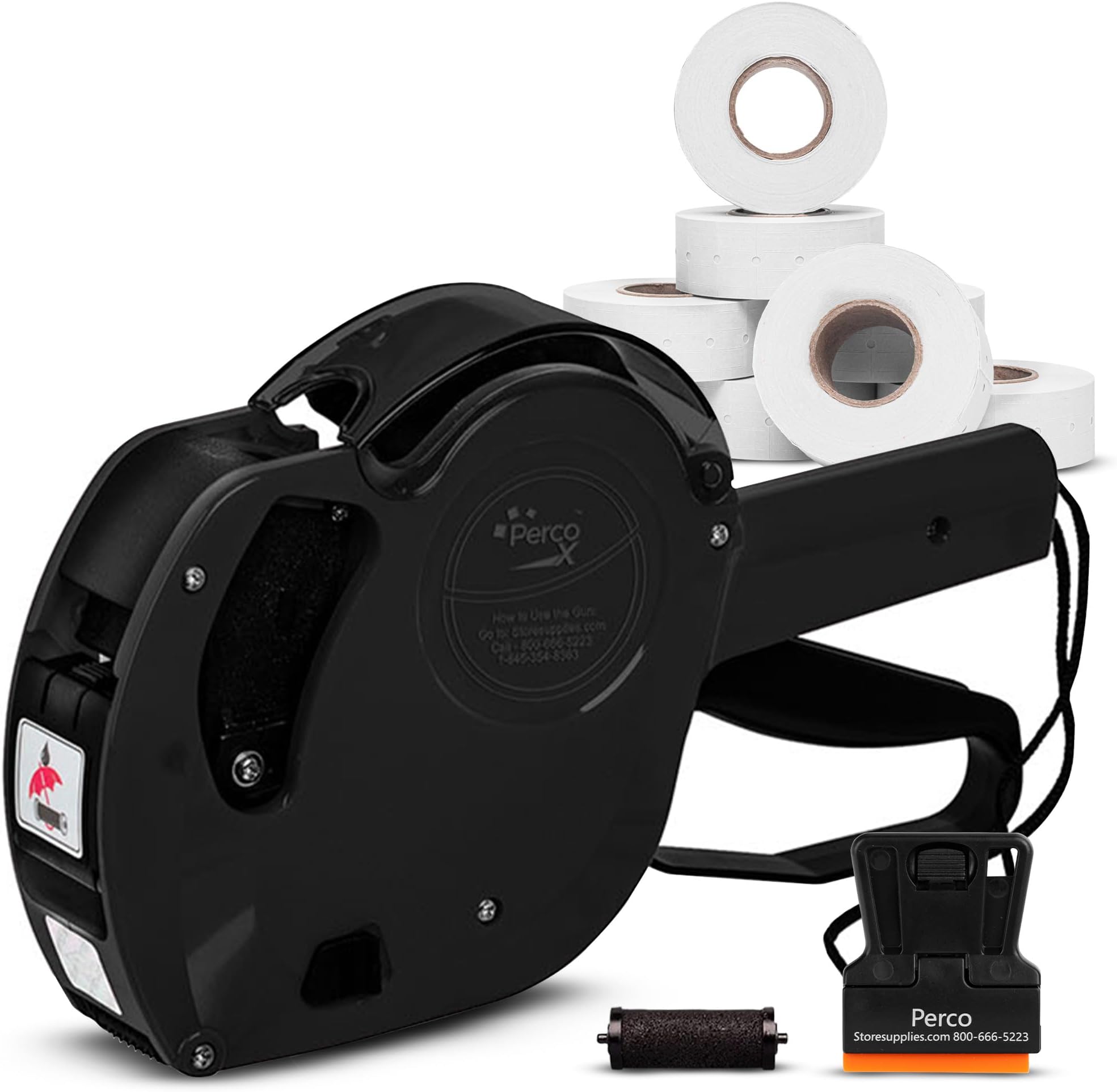 Perco X 1 Line Dater Gun with Labels Kit - 1 Line Label Gun with 9000 White Blank Labels, and an Extra Inker