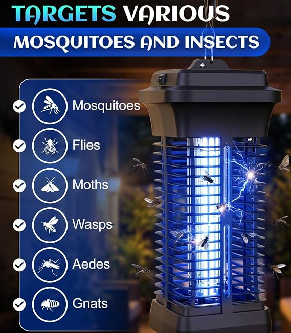 Waterproof Insect Fly Zapper, Electric Bug Zapper, Mosquito Trap Outdoor, Mosquito Zappers Killer Indoor/Outdoor for garden