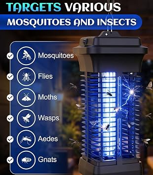 Waterproof Insect Fly Zapper, Electric Bug Zapper, Mosquito Trap Outdoor, Mosquito Zappers Killer Indoor/Outdoor for garden