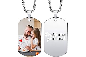 Personalized Photo Text Dog Tag Necklace for Men Women