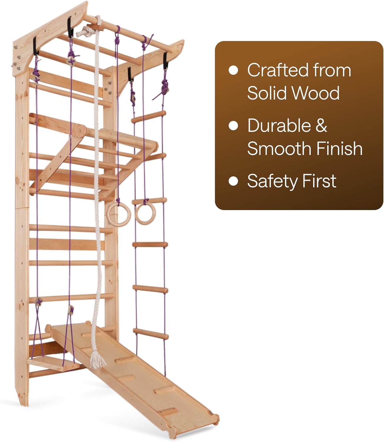 WEDANTA Wooden Swedish Ladder Wall Set – Kids Stall Bars for Exercise – Kids Swedish Gymnastic Wall Gym – Wood Stall Bar Gymnastics Playground – Best Gym for All Family