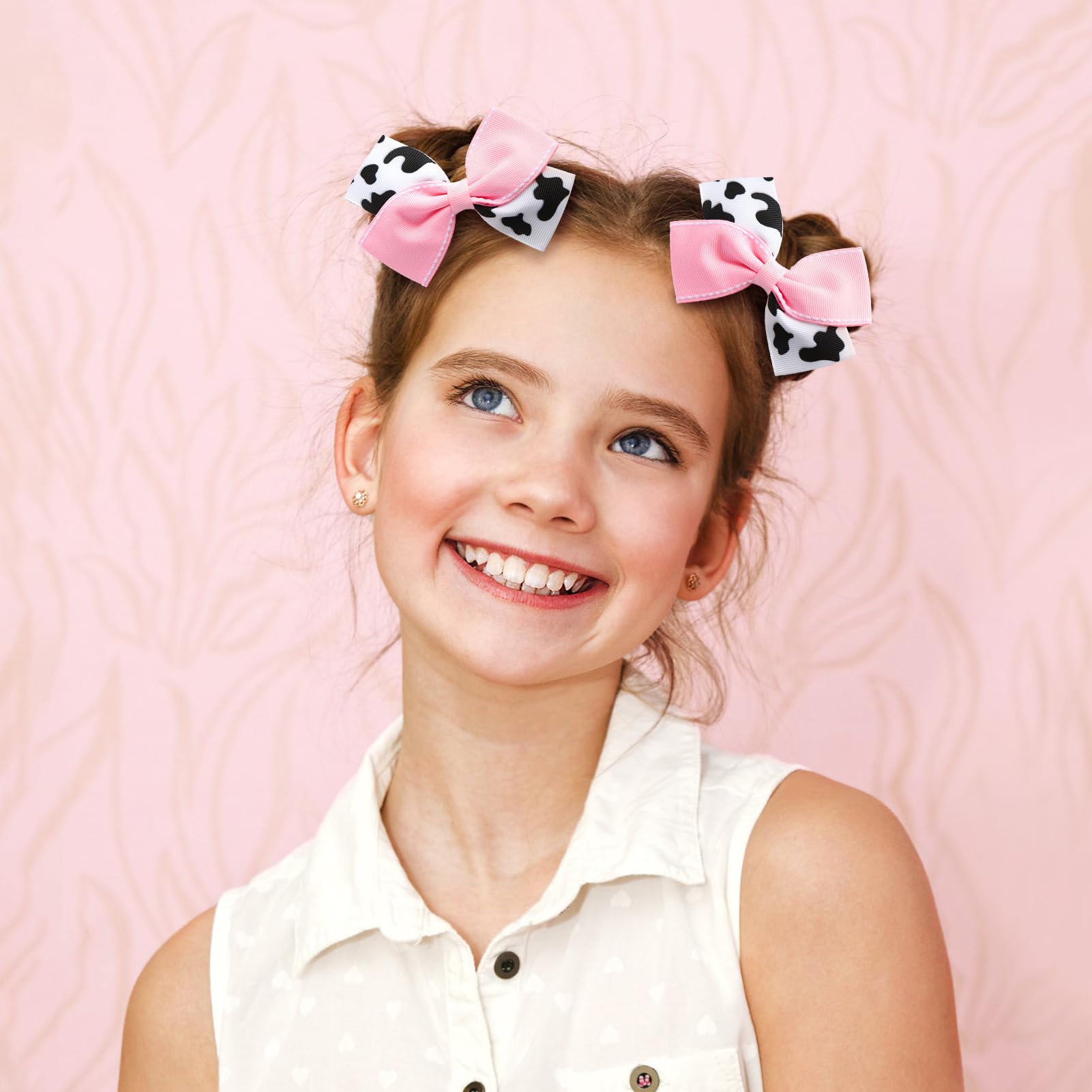 Amazon.com : 2PC Cow Print Hair Bow Clips 4 Inch Pink Cowgirl