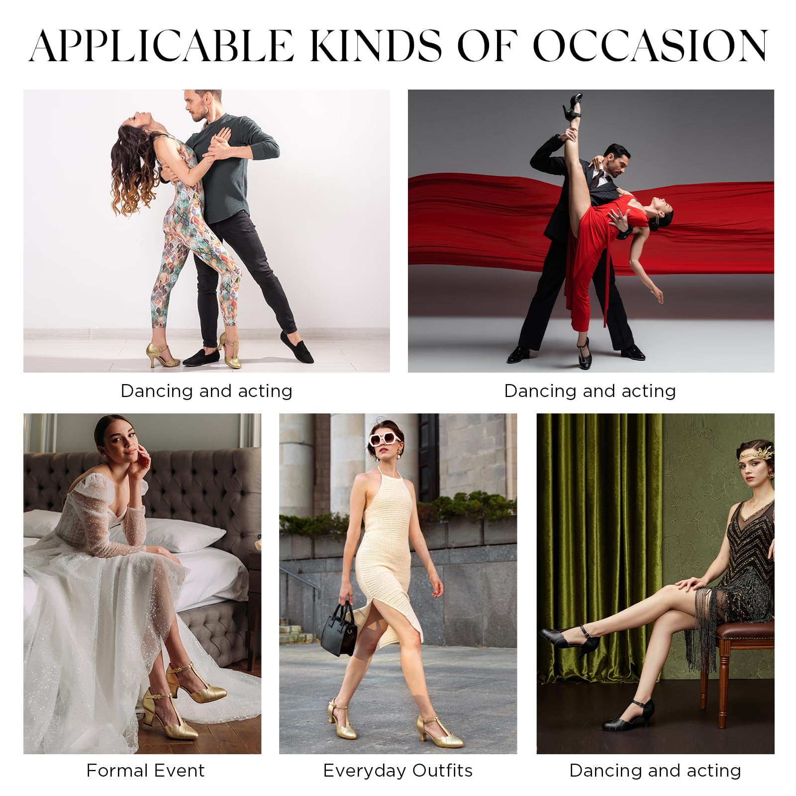 YESSA Character Shoes 2" Dance Shoes for Women T-Strap 1920s Flapper Shoes for Ballroom Latin Salsa Folklorico Flamenco Tango Swing Wedding