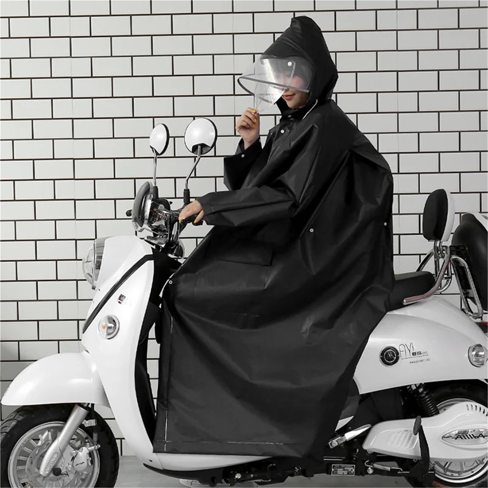 Poncho Antipioggia Impermeabile lungo tutto in uno con poncho impermeabile a doppia tesa for passeggiate, ciclismo e zaino in spalla