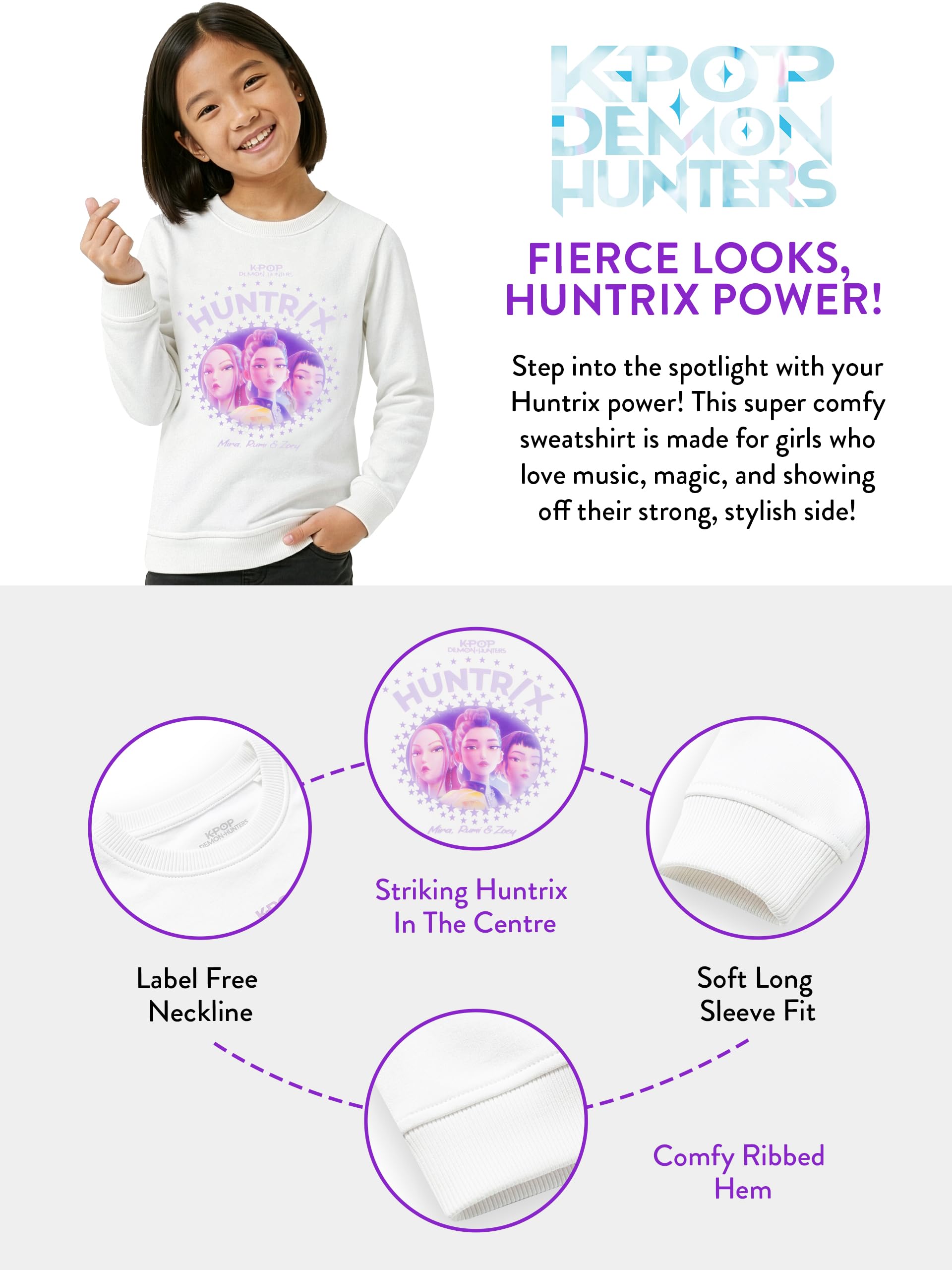 KPop Demon Hunters Sudadera Niña Mira Rumi Zoey Sweatshirt Copas Huntrix