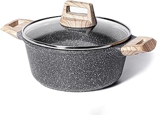 Toutrop Nonstick Stock Pot with Lid, 5 Quart Granite Large Soup Pot Pasta Cooking Pot, Induction Compatible Stockpot, PTFE & PFOA Free