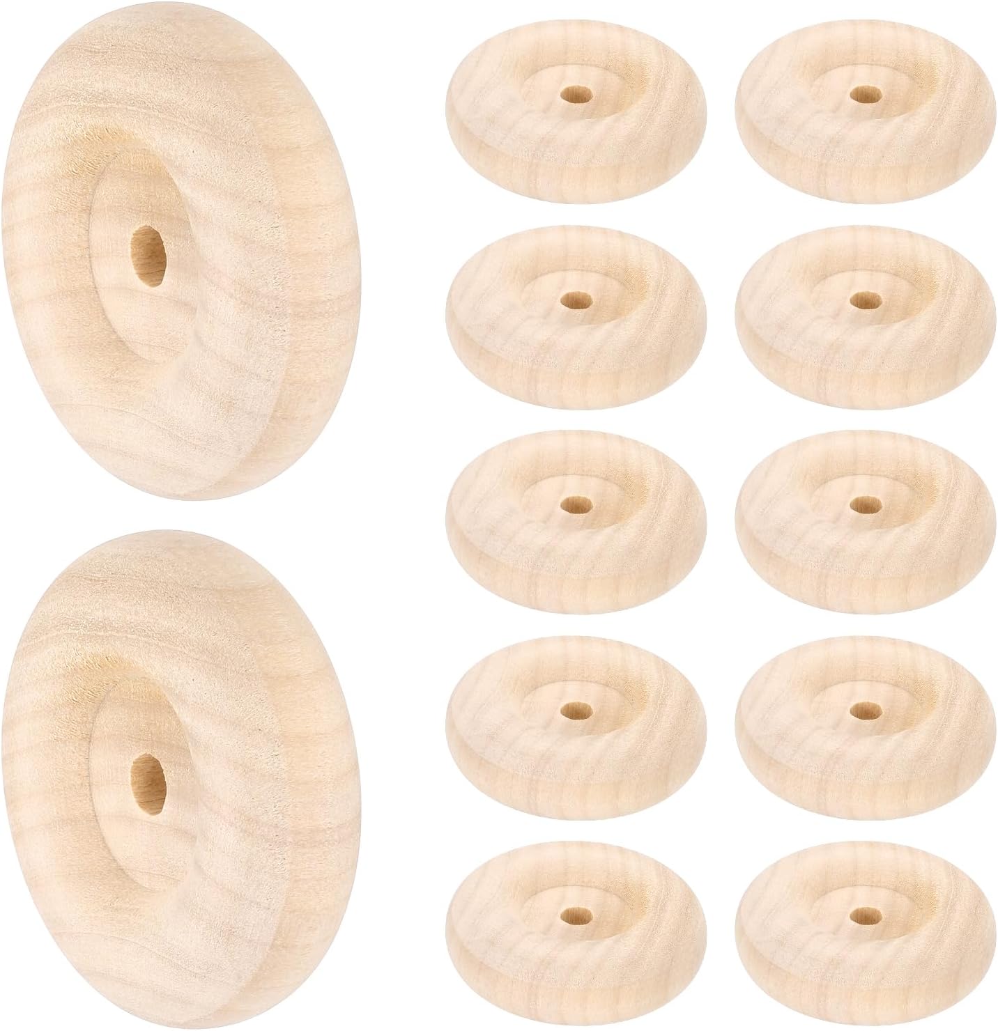 MECCANIXITY Slab Wooden Wheels 2" Dia. 5/8" Thick 1/4" Hole, Flat Unfinished Wood Wheel for DIY Model Cars Trucks, 12pcs