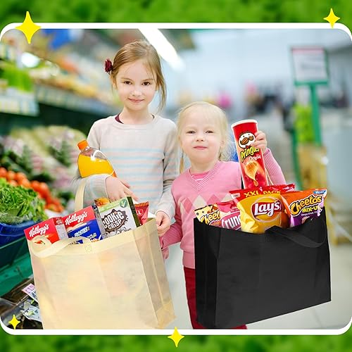 Miniatura 6 de Silkfly 200 piezas no tejidas bolsa de compras grande reutilizable bolsa de compras regalo bolsas de comestibles con asas bolsa de tela en blanco