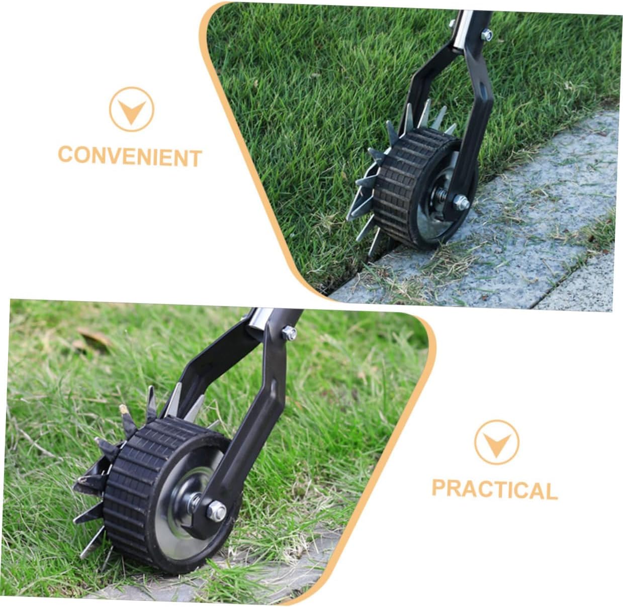 Alasum Manual Wheel Rotary Lawn Edger Garden Weeding Tool with 1.2m Handle for Sidewalks and Lawn Trimming Replacement Blade Included