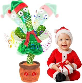 Christmas Cactus Toys for Kids,Dancing Talking Cactus Baby Toys 0-6-12 Months,Dancing Cactus Mimicking Toy Repeats What You Say,Christmas Birthday Gifts Party Favors for Grandkids