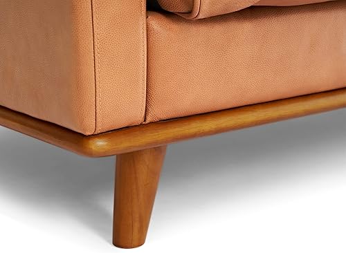 Miniatura 7 de Valencia Artisan - Sofá de cuero completo de 88 pulgadas, sofá de piel de napa italiana pura, acento de madera maciza, máxima comodidad, color