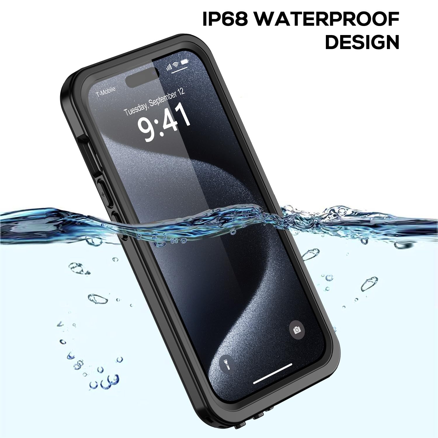 Funda impermeable para 15 Pro Max, resistente al agua a prueba de golpes IP68 de cuerpo completo, protector de pantalla integrado, duradero bajo el agua para 15 Pro Max cubierta