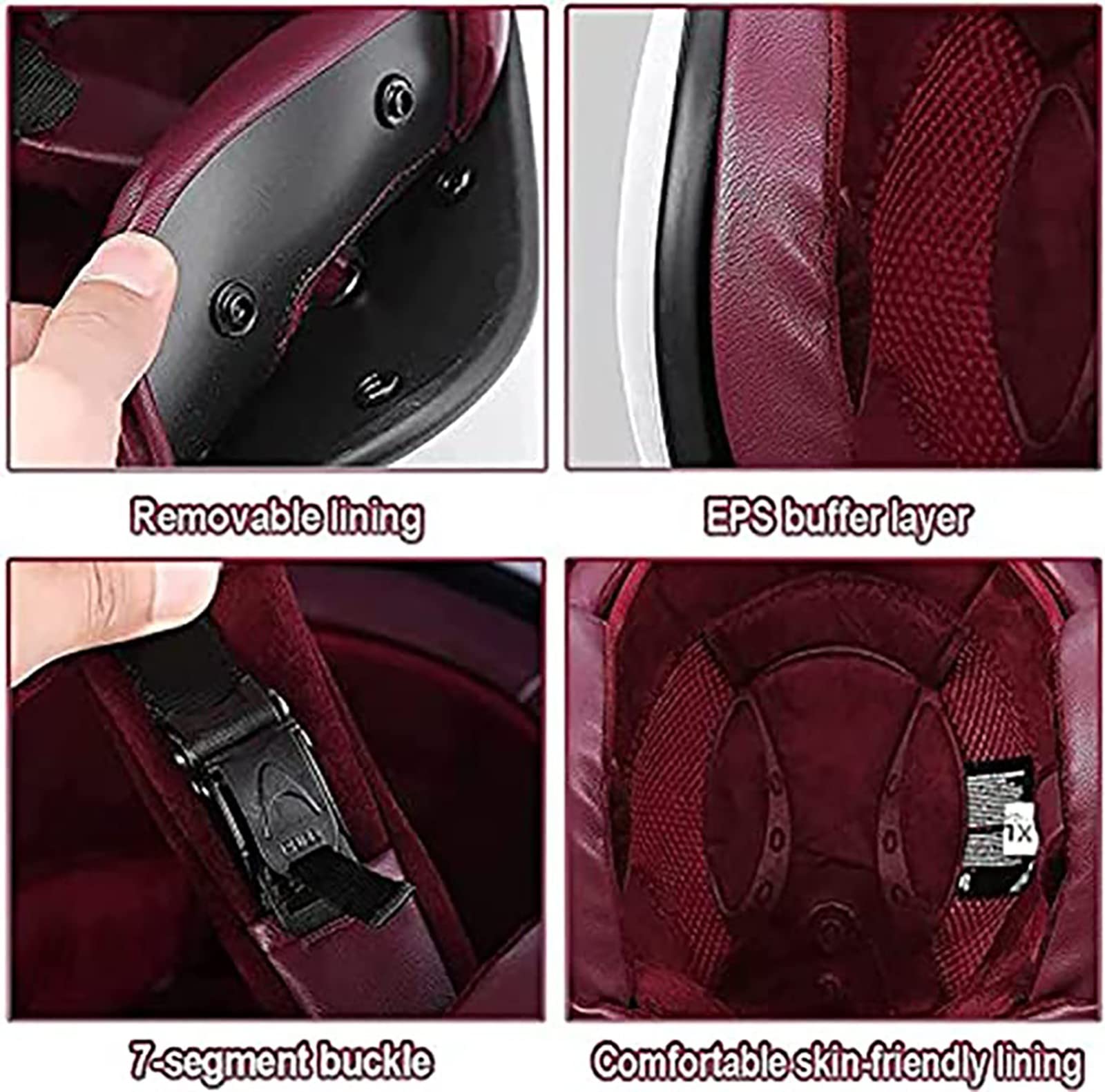 Open Face Motorcycle Bluetooth Helmet,DOT/ECE Approved Vintage Open Face Motorbike Helmet With Double Sun Visor,Crash Jet-Helmet Biker Scooter Touring Helmet For Adult Men Women (Color : B, Size : M - View #8