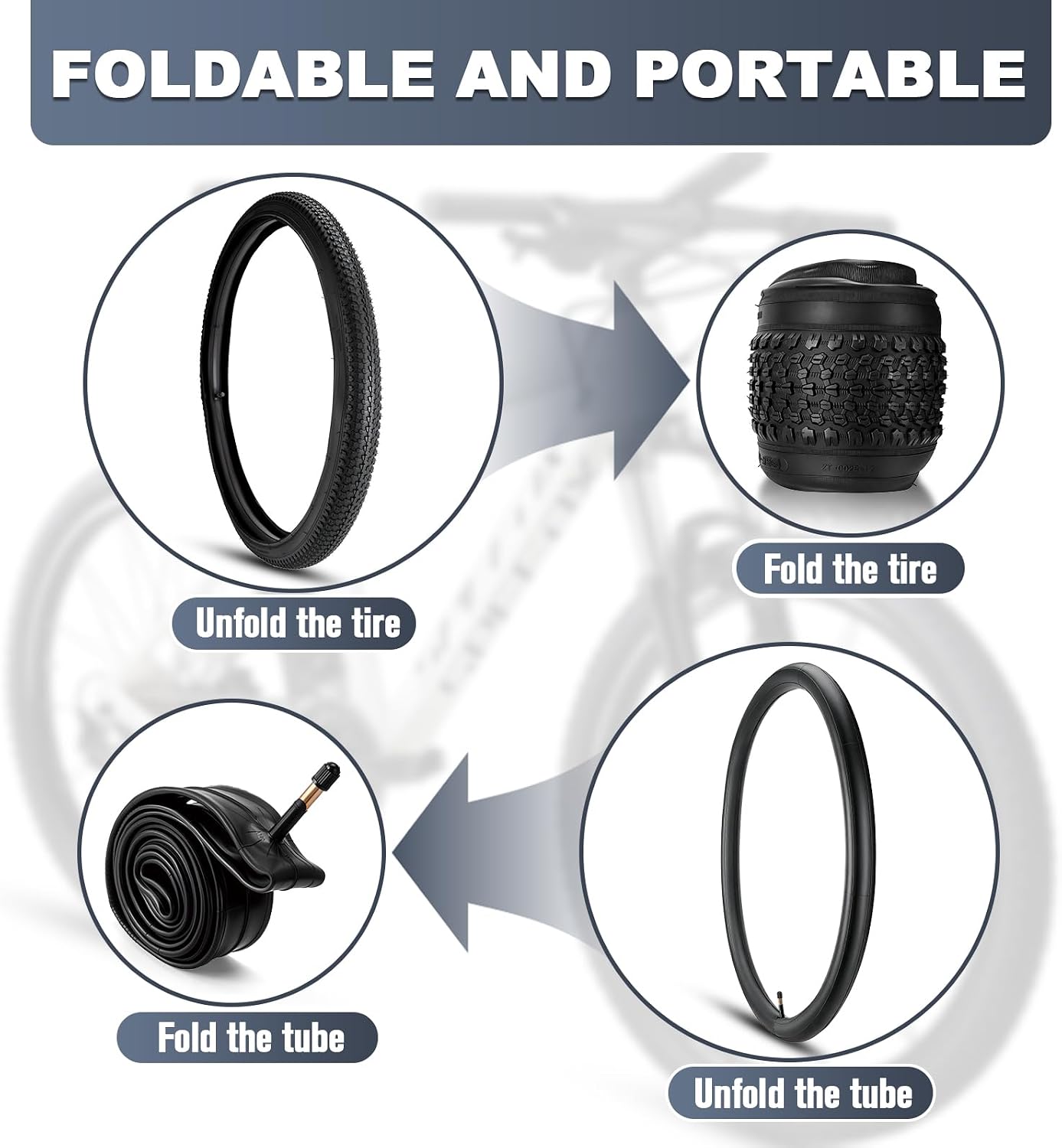 Mountain Bike Tires26x2.125/26x1.95, Folding Replacement All-Terrain 26x 2.125 Bike Tire for MTB Off-Road Cycling, High-Density Puncture Proof 26x1.95 Bicycle Tires