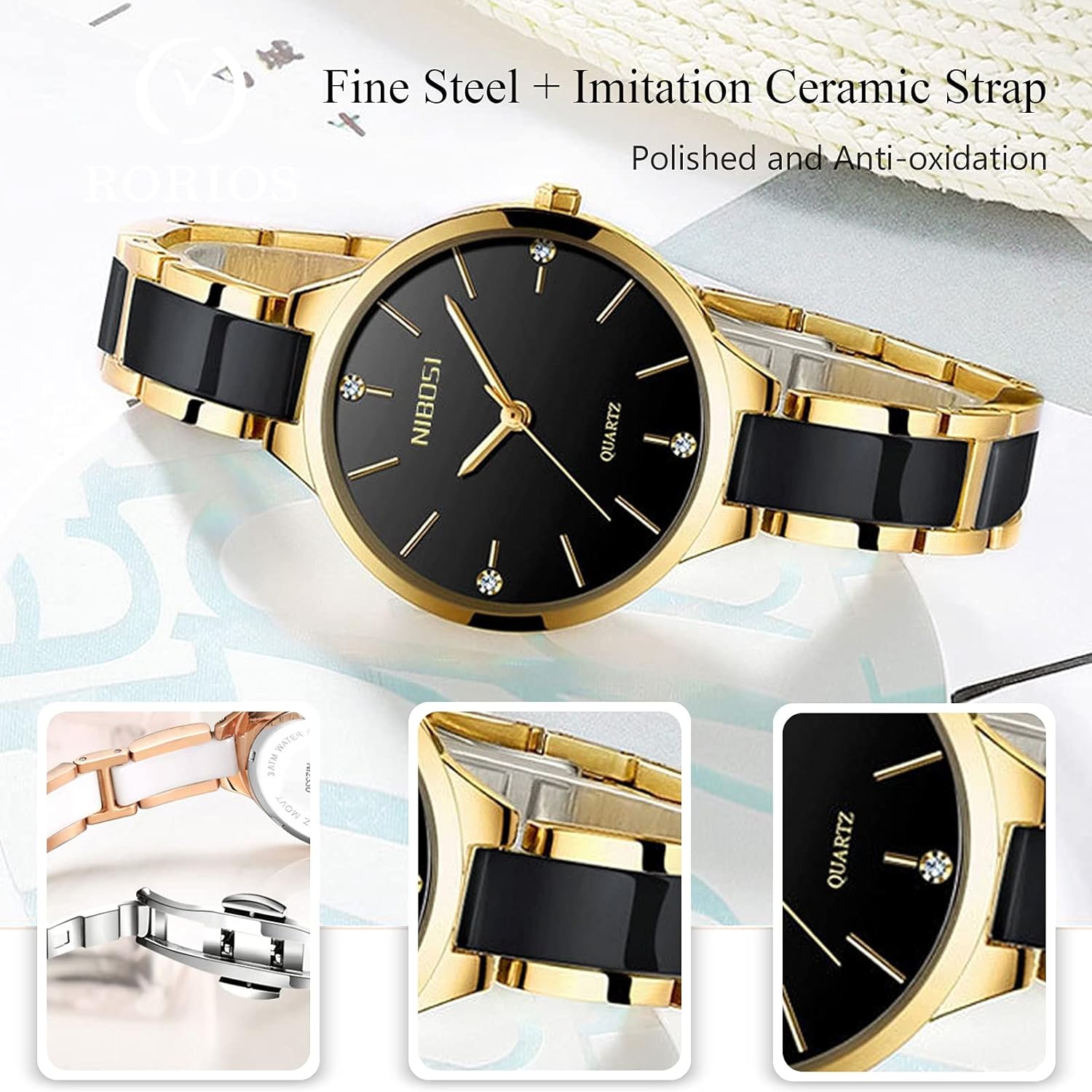 RORIOS Donna Orologio Impermeabile Analogico al Quarzo Orologio con Cinturino in Acciaio Inossidabile Moda Diamante Orologio da Polso per Donna RORIOS Donna Orologio Impermeabile Analogico al Quarzo Orologio con Cinturino in Acciaio Inossidabile Moda Diamante Orologio da Polso per Donna