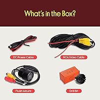 Vista 7 de Pyle Flush Mount Rearview Mirror Cam, Marine Grade Waterproof HD Rear Car Camera with Night Vision, IR LED Lights, Built-in Distance Scale Lines