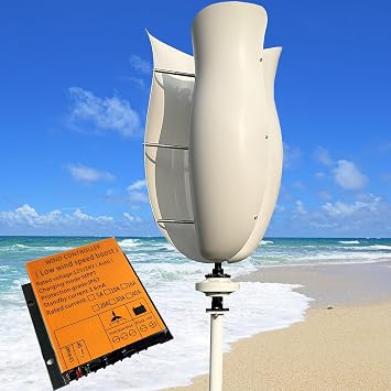 2200W 3000W Magnetic Levitation Wind Turbine 12V 24V 48V No Noise Vertical Axis Wind Turbine Generator, 3 Blade Wind Power Generator with MPPT Controller for Home Street Lighting,2200w,24V