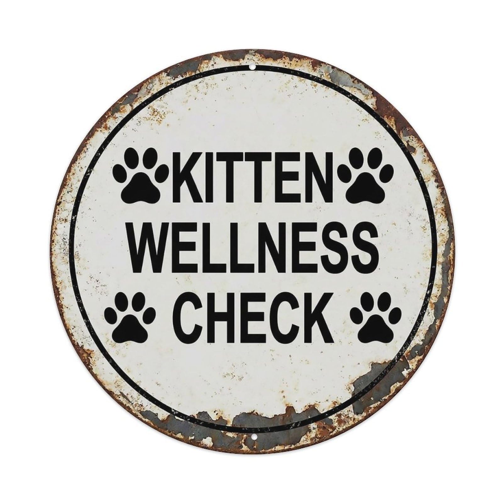 Vintage Kitten Wellness Check Clinic Metal Tin Sign