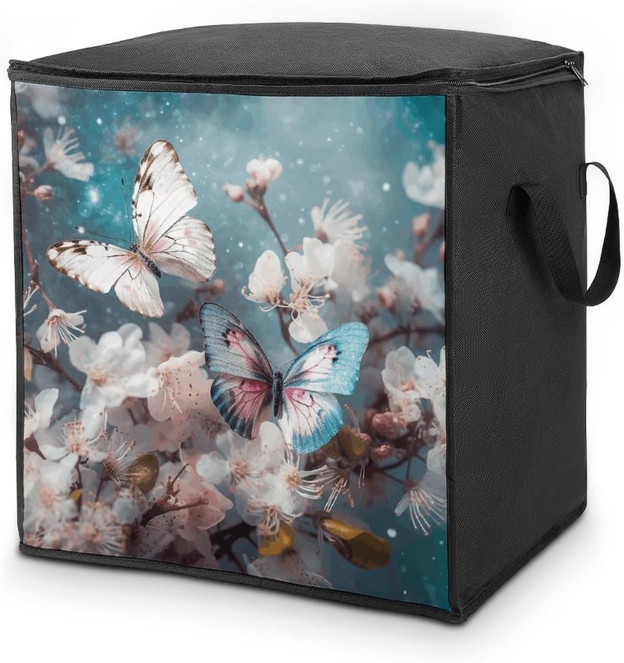 Butterflies Are Flying Storage Bags Moving Bags Storage Bins | Comforter Storage Bag Reinforced Handles & Zippers Foldable Closet Organizers and Storage for Blanket Pillow Clothes
