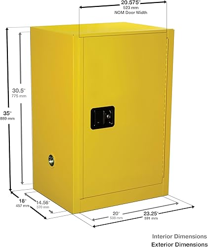 Miniatura 2 de Justrite 891200 Sure-Grip EX 12 galones, 35 pulgadas de alto x 23-14 pulgadas de ancho x 18 pulgadas de profundidad, 1 puerta, 1 estante, gabinete