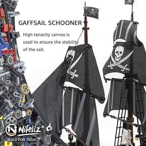Miniatura 5 de Nifeliz Black Hawk - Kit de bloques de construcción modelo de barco piratas, juego de construcción para construir, juego de modelos y juguete de