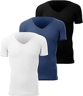 طقم فانلات قطن داخلية مزودة بمسامات للتهوية ورقبة V من قطونيل، 3 قطع