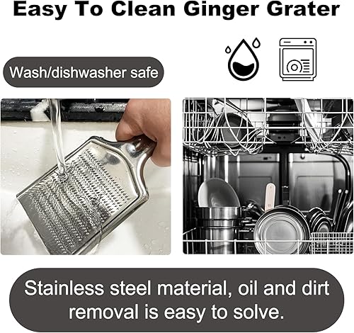 Miniatura 4 de Herramienta de rallador de jengibre, rallador de acero inoxidable a prueba de óxido de 8.46 x 4.16 pulgadas, molinillo de jengibre de gran tamaño