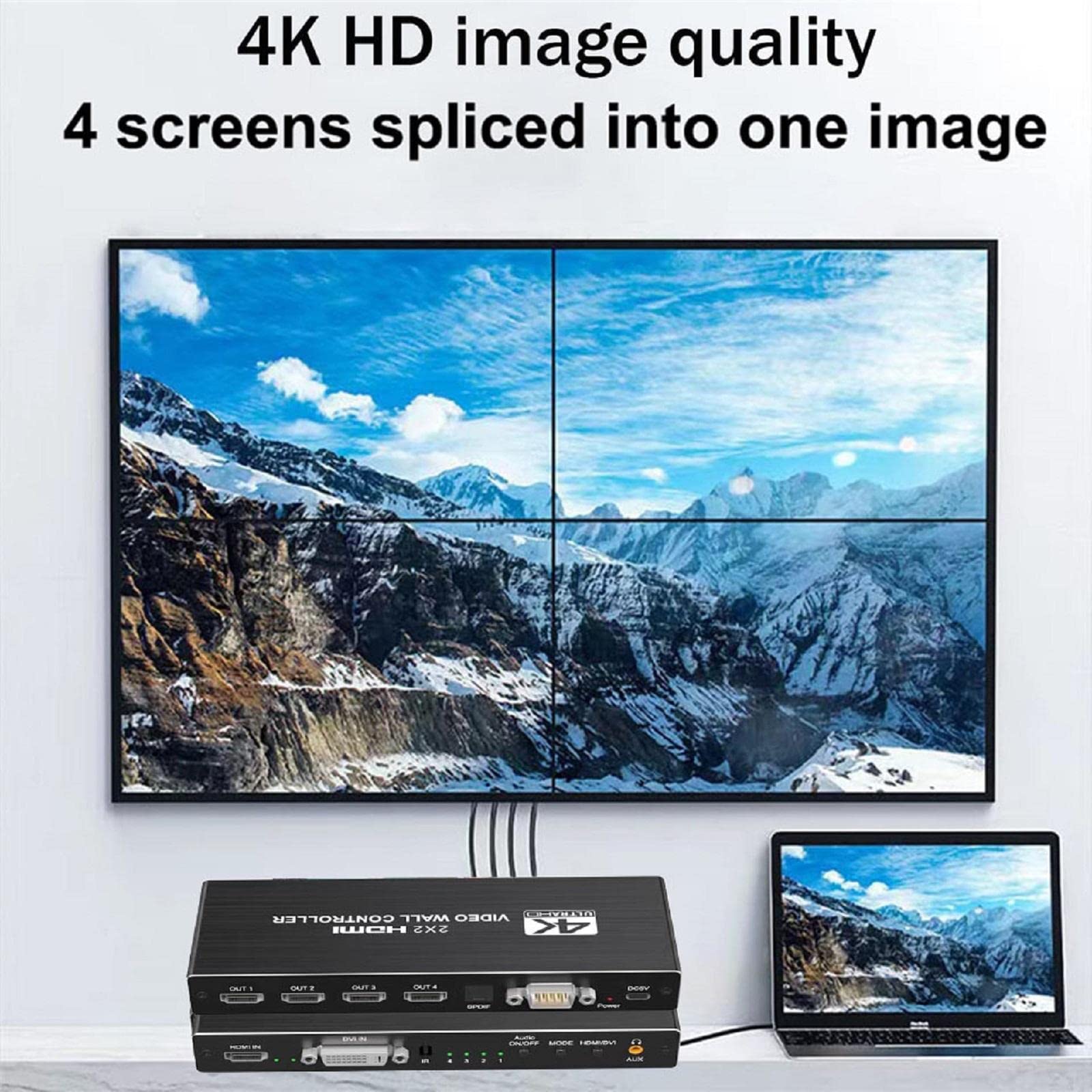 4K 2x2 Matrix Video Kontroler ścienny z pilotem zdalnego sterowania, 60 Hz HDMI Matrix Switch 4x4 HDMI Matrix Selector Box 1X2 1X4 1X3 2X1 3x1 4X1