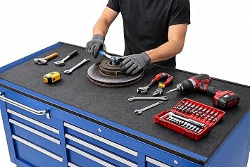 Work Bench Pad - Durable Surface Protection Mat for Workbenches, Packing Tables, Toolbox Liners & Shelving, Black 24" X 120" x .160''