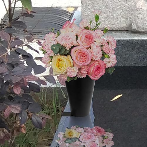Miniatura 2 de Jarrón de metal para tumba, jarrones de cementerio, decoración de tumba, florero floral conmemorativo, jarrón de lápida, jarrón de césped con espuma