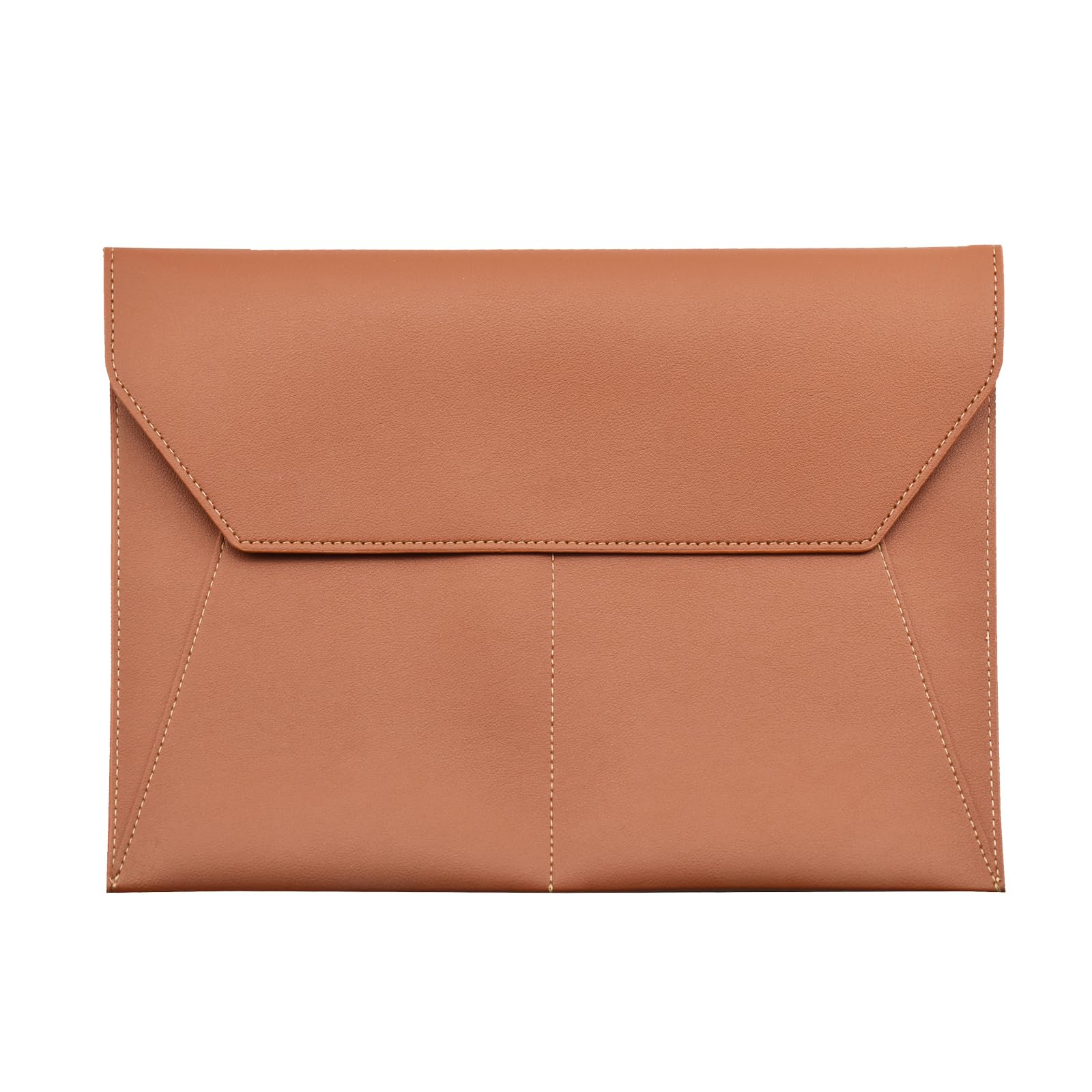 Eyintlofc PU Leather A4 File Folder Document Holder with 3 Pockets Waterproof Stylish Envelope Folder Case with Snap Closure (Khaki)