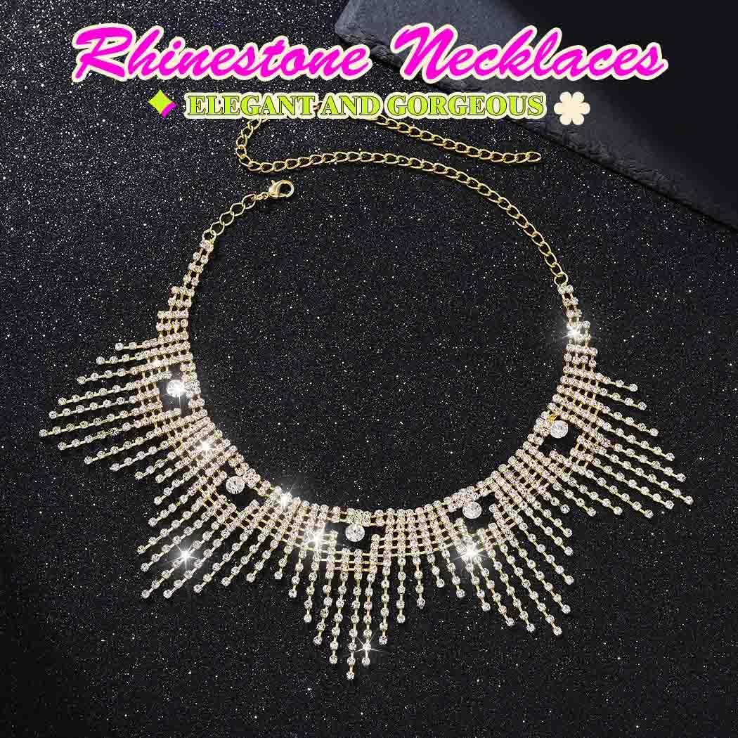 JAKAWIN Diamond Choker Necklace Gold Sparkly Rhinestone Porm Jewelry for Women - Image 2