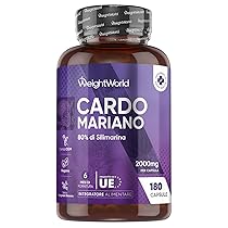 Cardo Mariano Vegano, 80% di Silimarina, 1 Capsula al Giorno da 2000 mg, 6 Mesi, Estratto 40:1 da Semi di Cardo Mariano, Silybum Marianum (Milk Thistle), Senza Magnesio Stearato, Prodotto in Europa