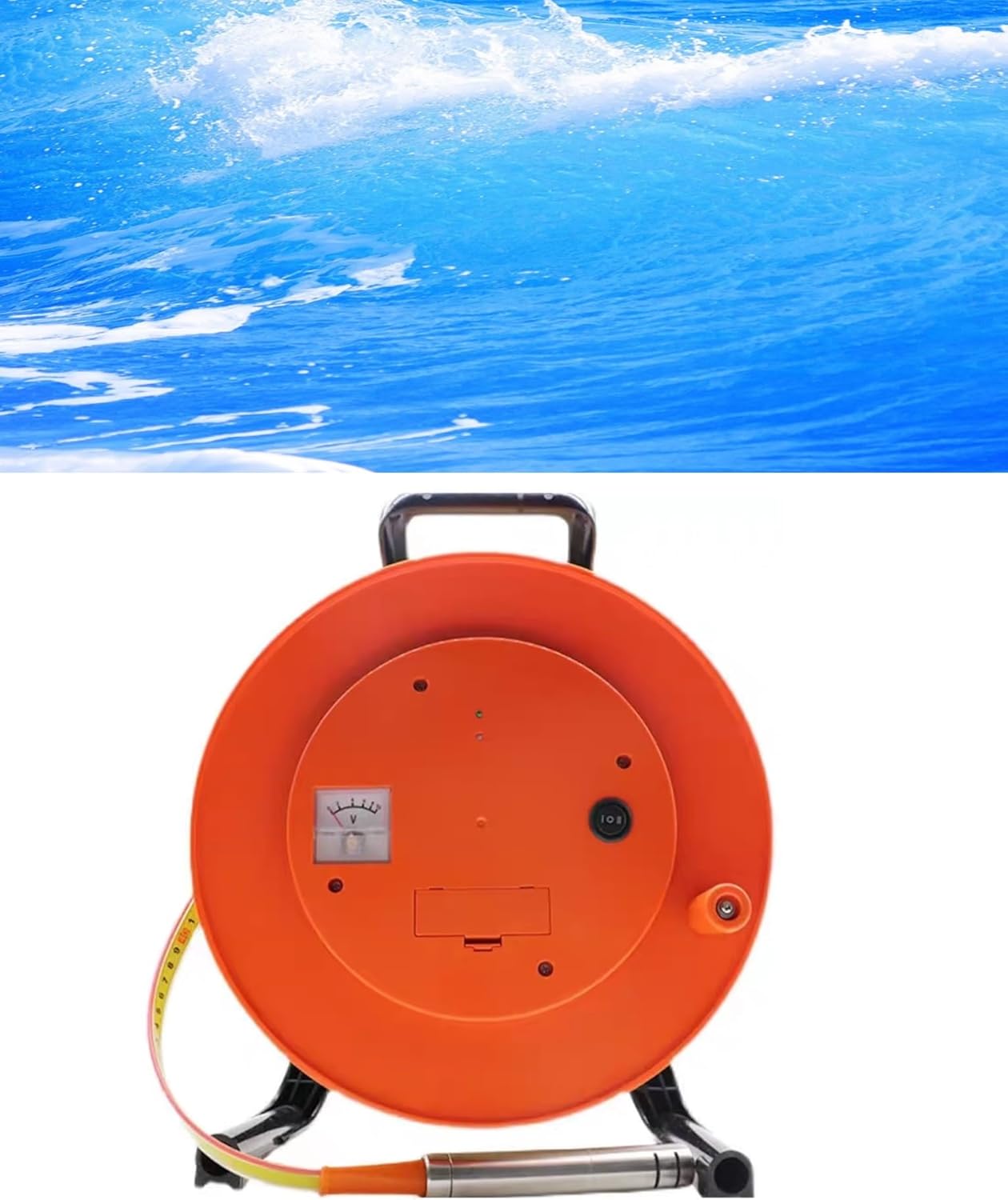 Portable Water Well Measurement Tool - Stainless Steel Probe, LED Light & Peak Display for Borehole & Deep Well Repair, 2pcs, 32.8ft/1000cm, Accurate Depth Gauge