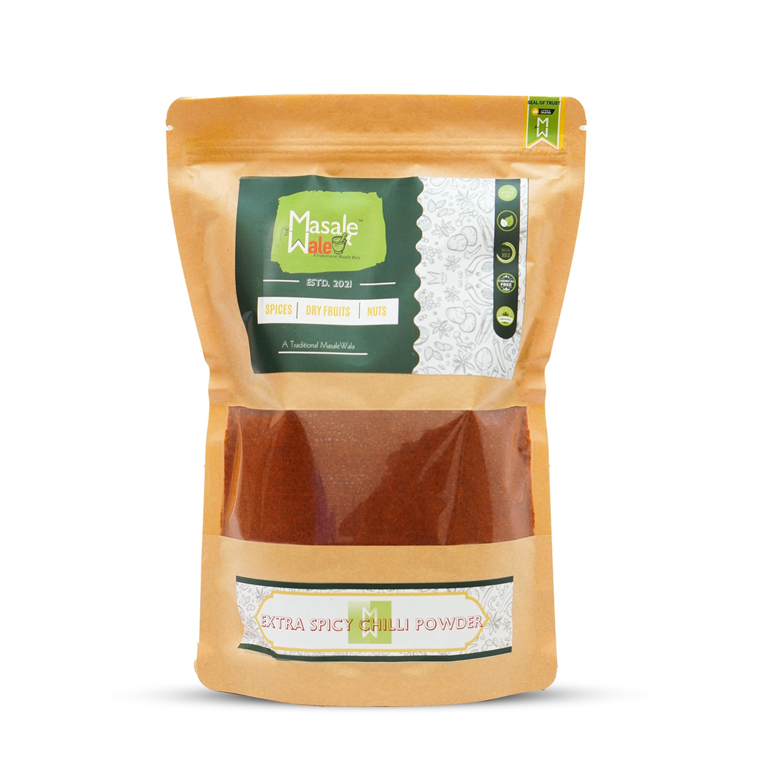 The Masalewale's Extra Spicy Red Chilli powder | 12 Number Mirch | Nimadi Mirch powder | Natural Red Colour | No Chemical Colour | Export Quality | Iron Pounded | Teekha Laal Mirch