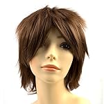 Modernfairy Anime Halloween Wig Light Brown for Cosplay Party, Synthetic Layered Short Hair Wigs with Bangs, Pastel Wigs for Women Men
