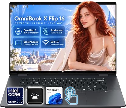 HP Omnibook X Flip 16" 2-in-1 Next Gen AI Laptop | Intel Core Ultra 7 256V