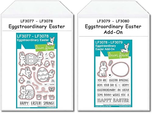 Miniatura 7 de Eggstraordinary - Juego de sellos y troqueles de Pascua y Lawn Fawn con paquete de papel de banco My Craft y almacenamiento de lujo, paquete de 7