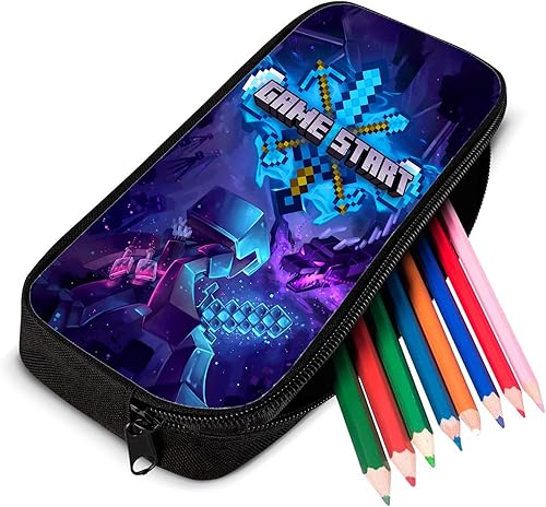 Miniatura 4 de WASHLA Game Backpack, 16 Inch Anime Cartoon Backpack 3D Printed Backpack with Pencil Case Lunch Box 3pcs Blue