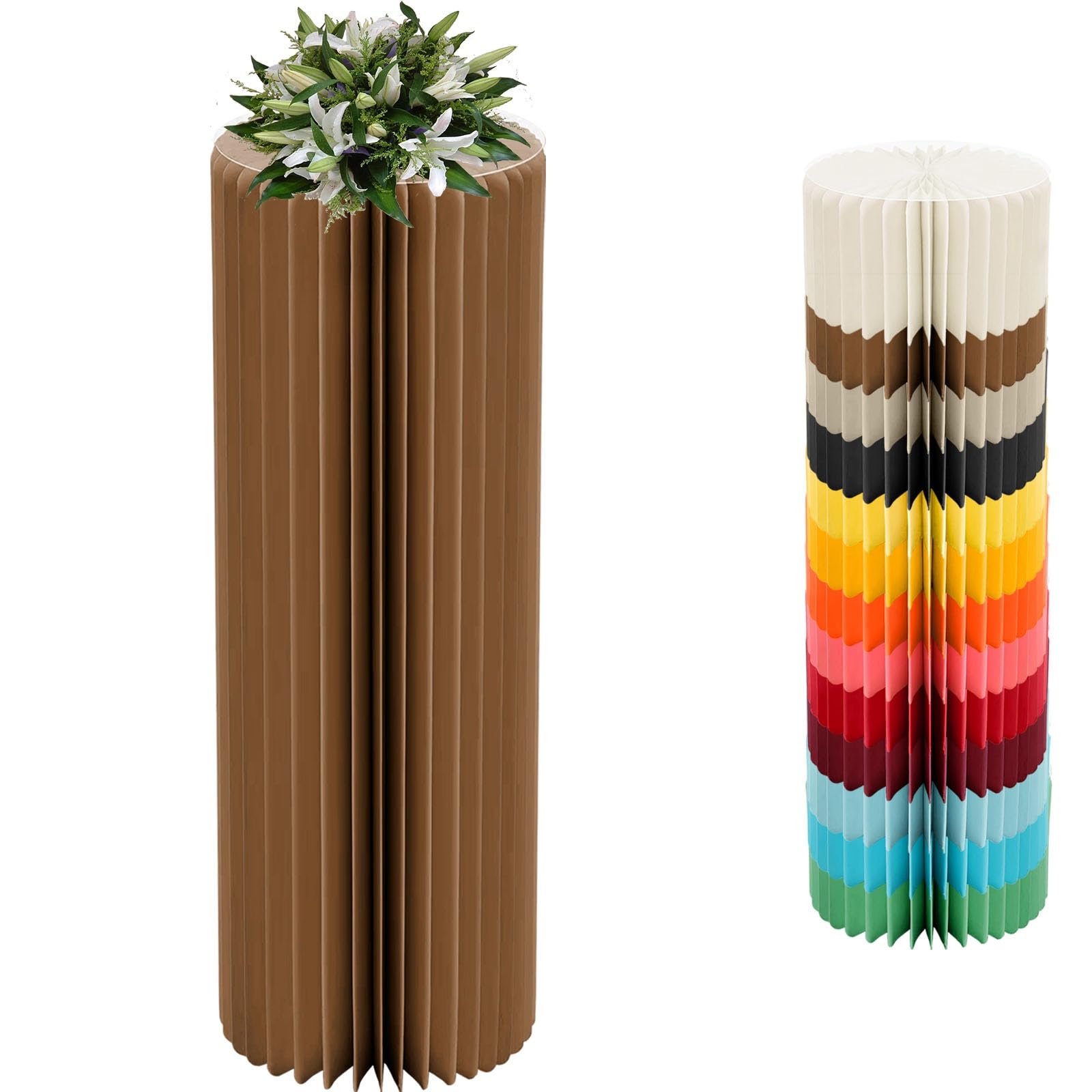CVHfhjTG cake stand, Foldable Cardboard Cylinder Pedestal Cake Stand Multicolor 20-100cm(Brown,H 100cm/39.4in)