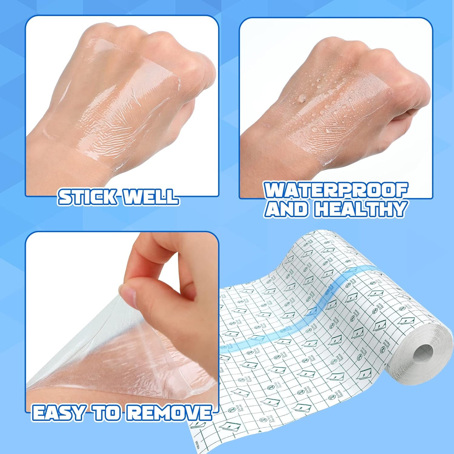 Transparent Dressing Adhesive Bandage Waterproof Clear Adhesive Bandages Stretch Tape for Tattoos Swimming (10 Inch x 10.9 Yard) - Image 4