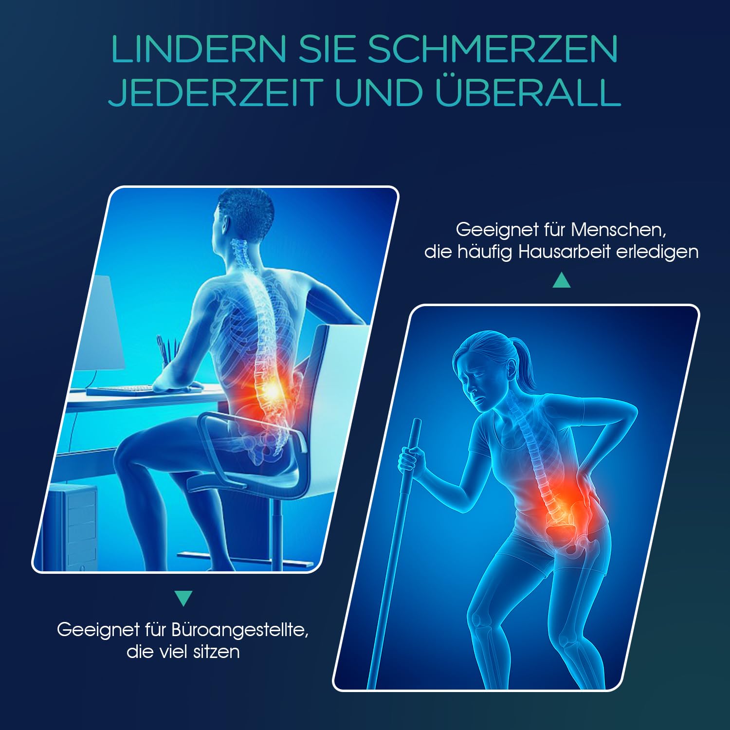 Rücken- und Nackenmassagegerät, Shiatsu Nackenmassagegerät Kissen mit Wärme, rotierende Knoten für Taille, Beine, Körper Schmerzen zu lindern, Entspannung zu Hause Büro (Dark black)
