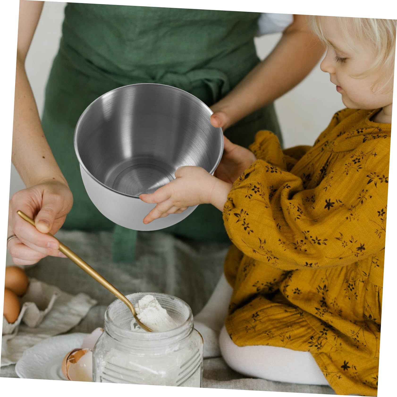 Mikikit Ciotola Grande in Acciaio Inossidabile per Cucina Bordo Arrotolato Antigoccia, Capacità Ampia per Mescolare Farine e Impasti in Casa e Sala da Pranzo