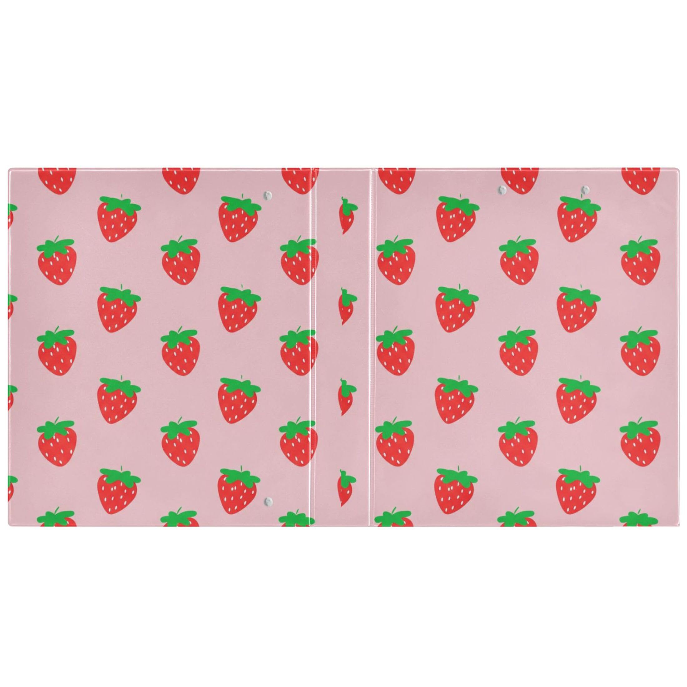 Raccoglitori personalizzati a 3 anelli con fragole rosa da 3 1/2 pollici per 200 fogli, raccoglitore ad anelli rotondi, 31,5 x 27 x 6 cm, confezione da 2