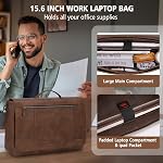 RAINSMORE Sac de messager en cuir 15.6 Sac d'ordinateur portable de pouce pour hommes Vintage mallette Grand sac d'informatique Sac Satchel Sac de travail