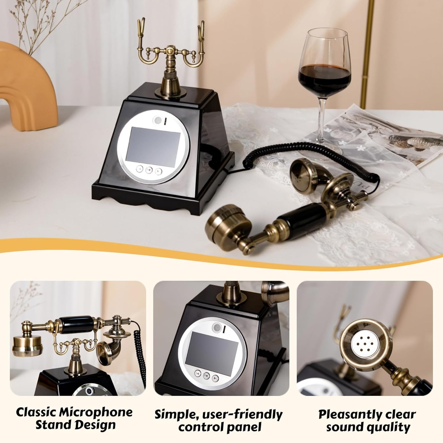 RetroVox Video & Audio Guest Book Wedding Phone Guestbook Creative Easy to Use & Fun Engagements Anniversaries Baby Showers Graduation (A Black)