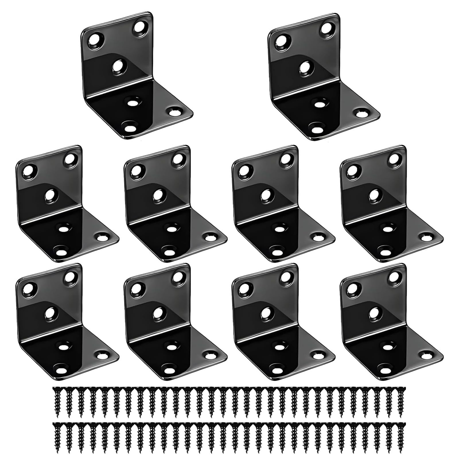 10Pcs Heavy Duty Brackets, L Shaped Bracket for Furniture Fixing Support