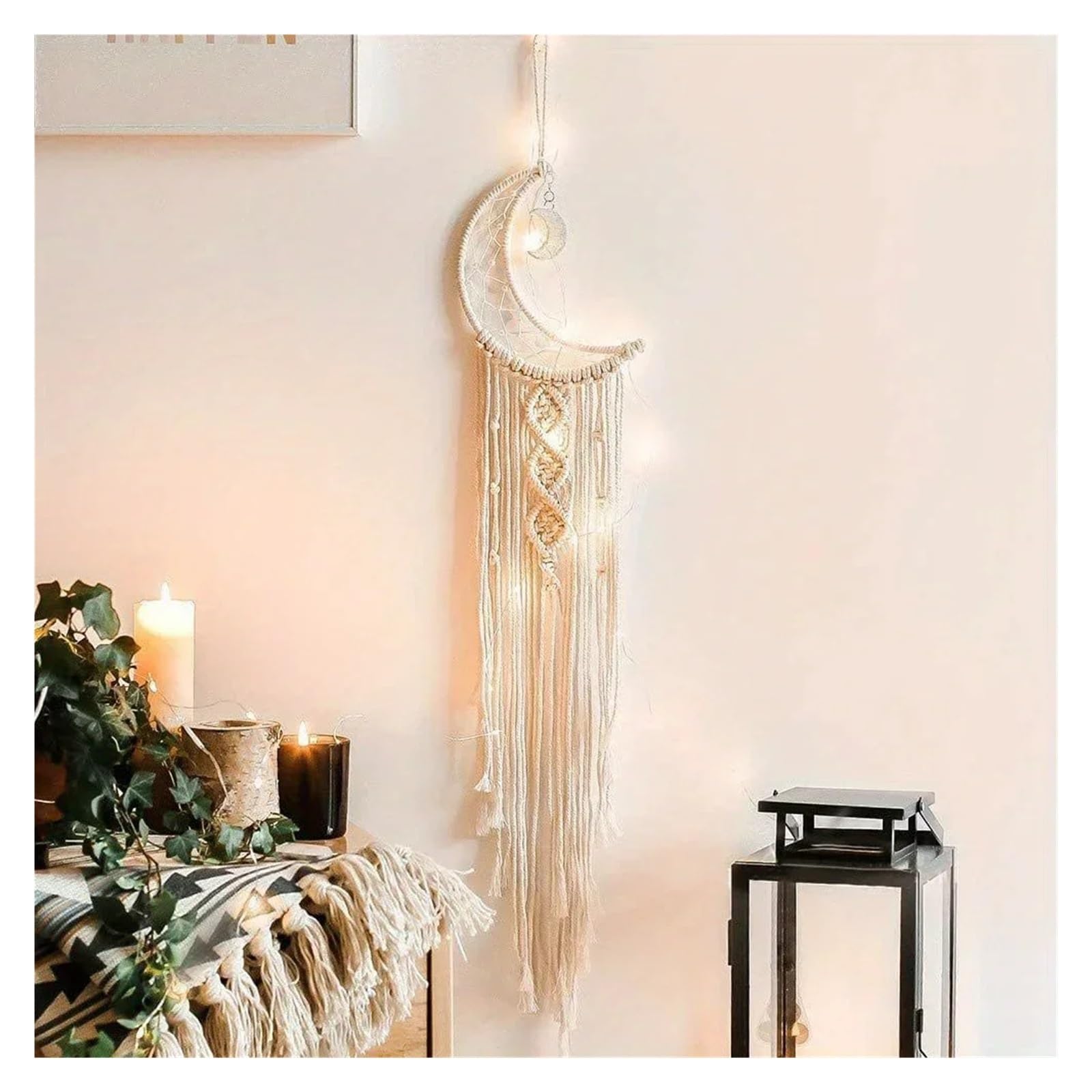 Anelli Dream Catcher Anelli a cerchio in metallo acchiappasogni | 20 pezzi 5,9 in macramè argento luna stella cerchio